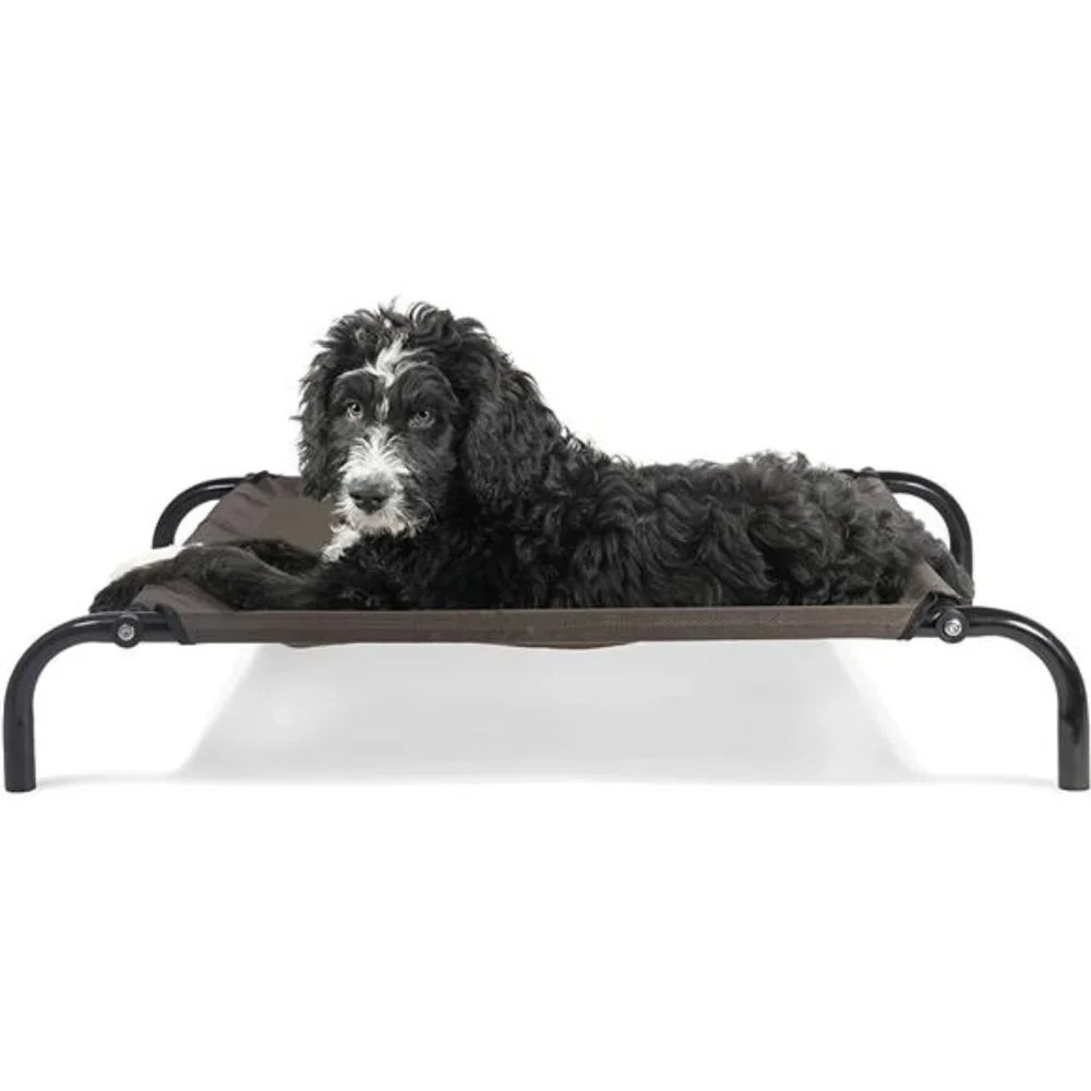 Reinforced & Elevated Cot Dog Bed w/ High-Airflow Cooling - Espresso, Small
